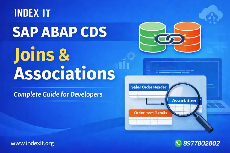 SAP ABAP CDS Joins and Associations complete developer guide by Index IT Hyderabad