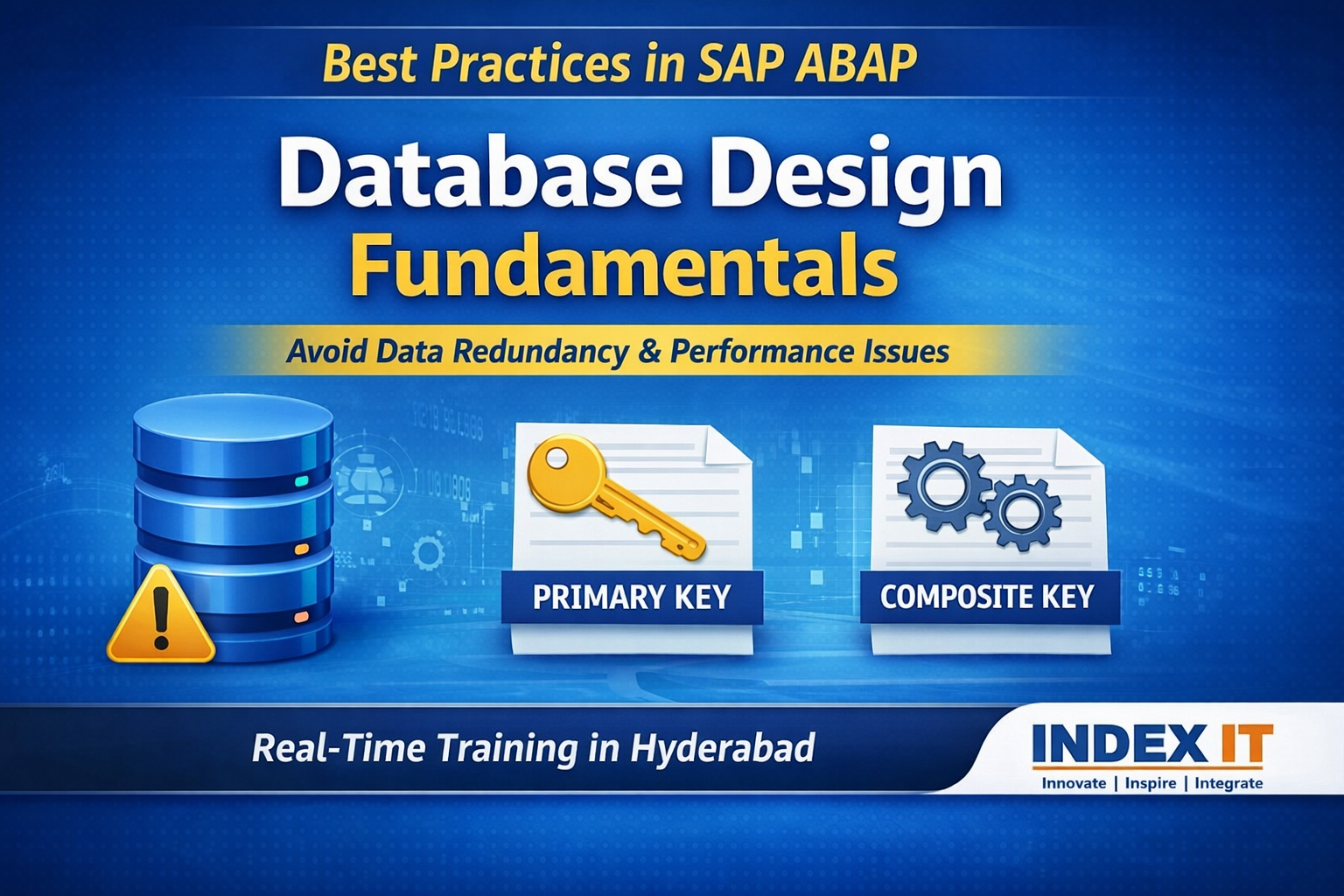 SAP ABAP course in Hyderabad explaining database fundamentals and primary key concepts at Index IT