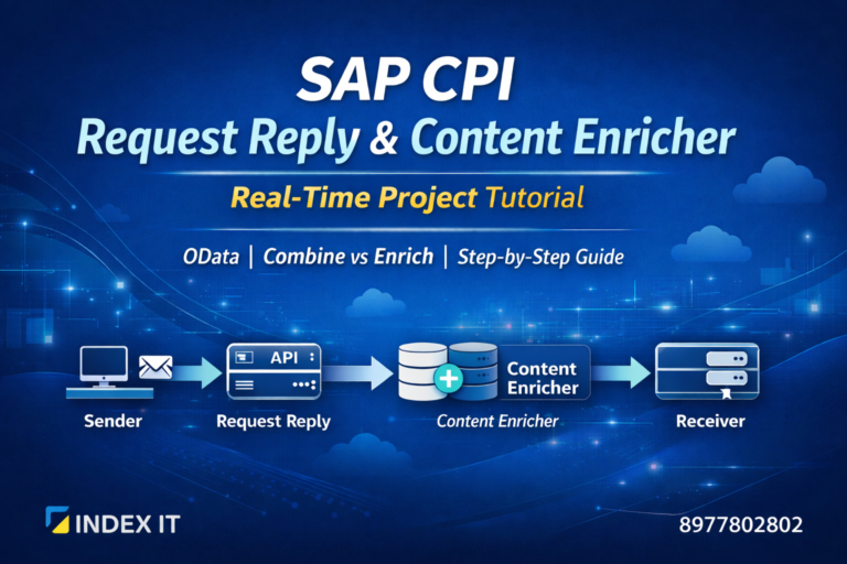 SAP CPI Request Reply and Content Enricher real-time project tutorial by Index IT with OData example
