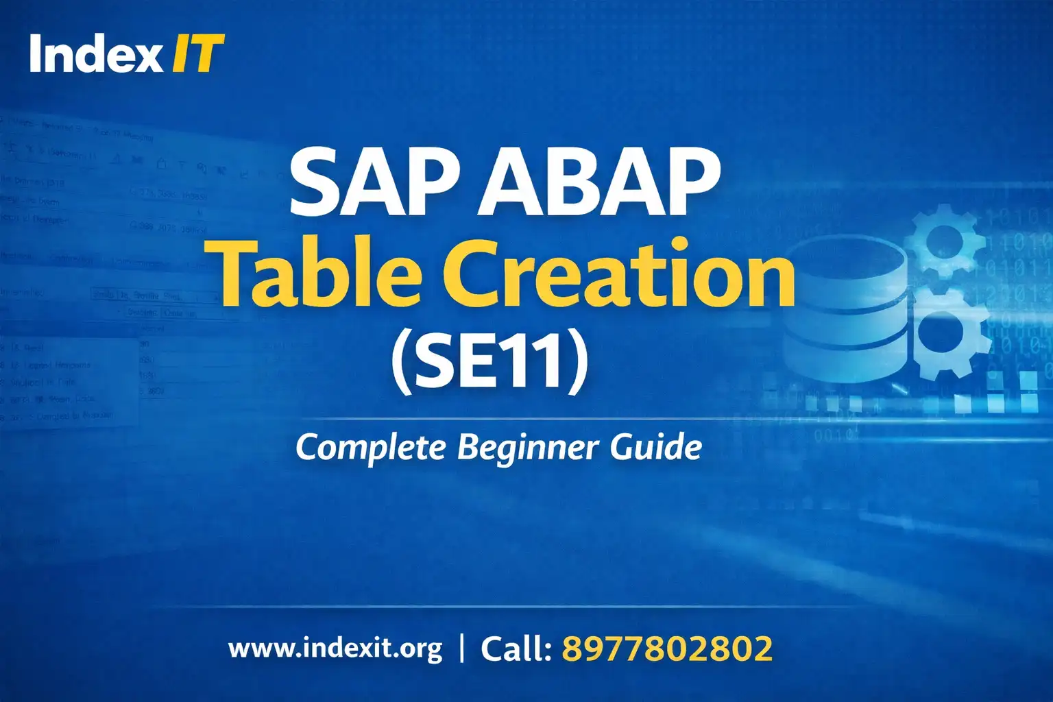 SAP ABAP Table Creation SE11 Tutorial Index IT Hyderabad