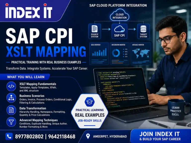 SAP CPI XSLT mapping example showing order-to-ERP order transformation