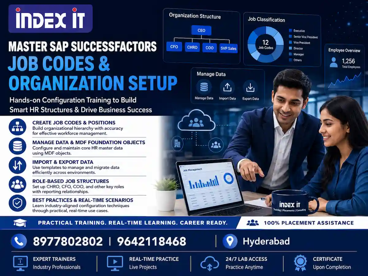 SAP SuccessFactors Employee Central Job Classification import template with job code, job level, and pay grade columns